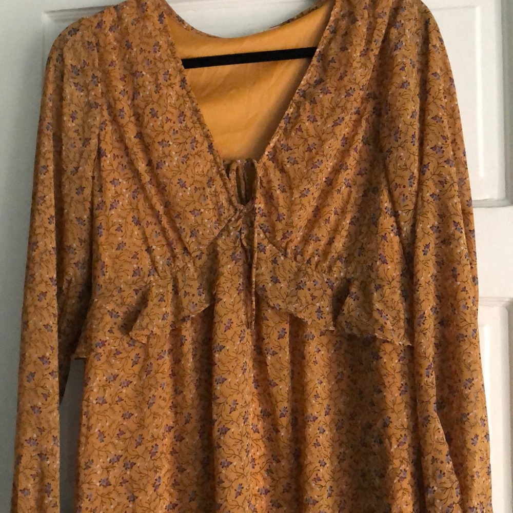 NWOT Mustard Floral Dress